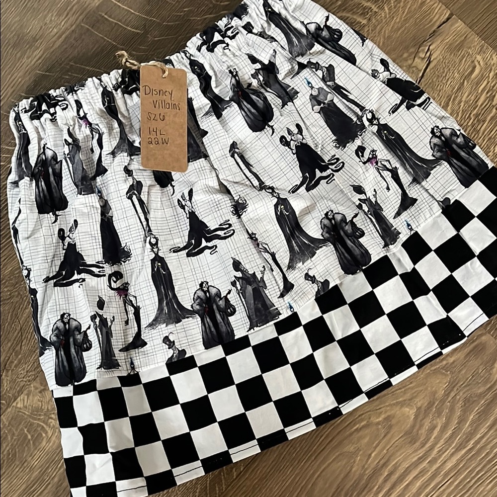 Disney Black and White Smocked Mini Skirt